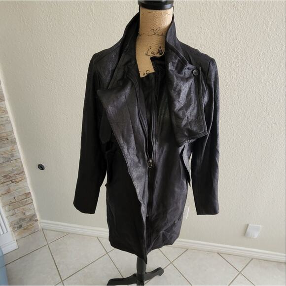 ELEVATED ESSENTIALS vintage style faux leather coat jacket size medium - Picture 8 of 13